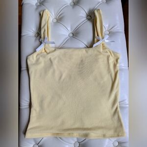 Yellow Sleeveless Tank Top with Bow Accents
